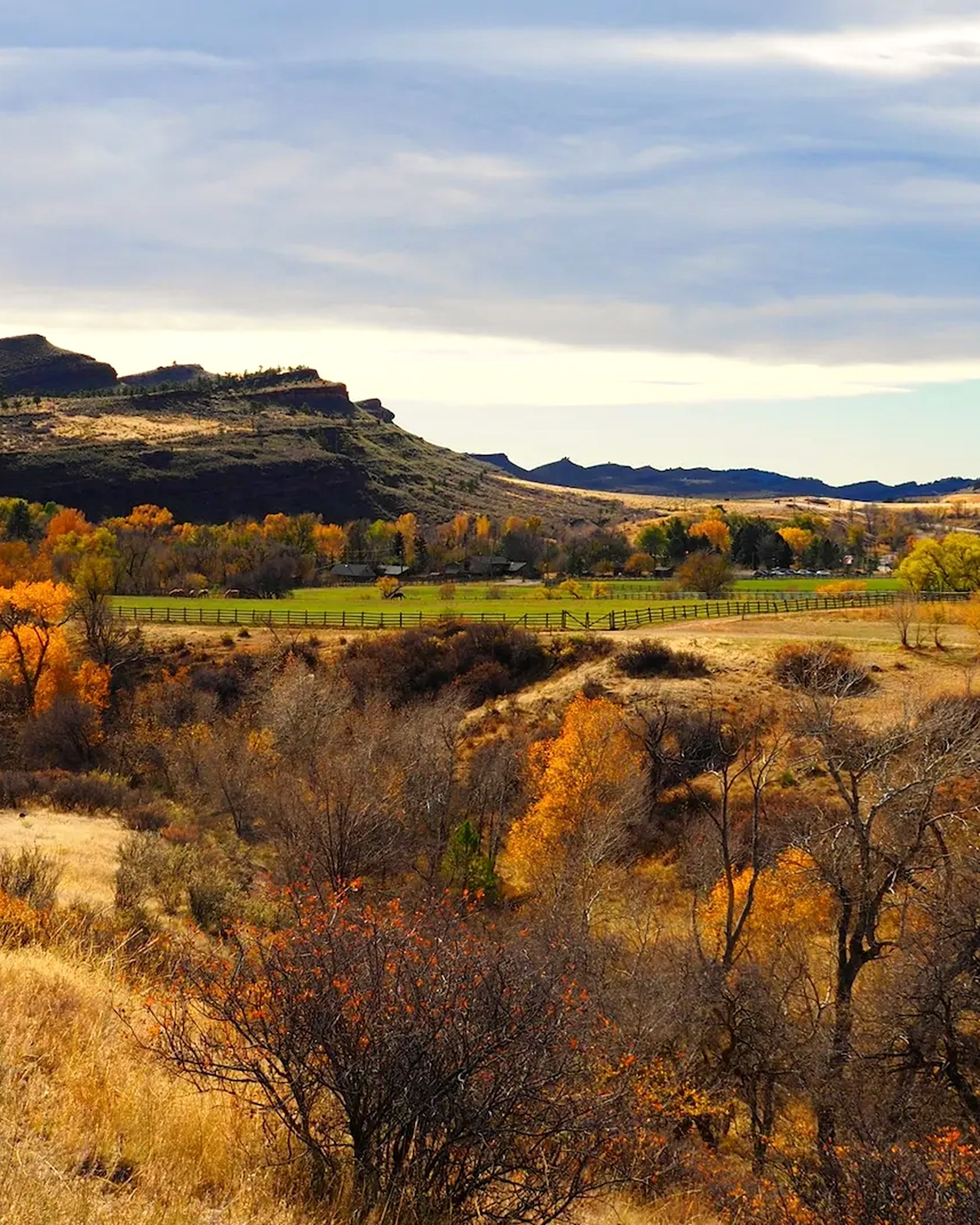 Wide view of the protected Sylvan Dale valley in the Big Thompson foothills